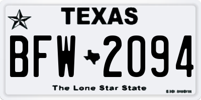 TX license plate BFW2094
