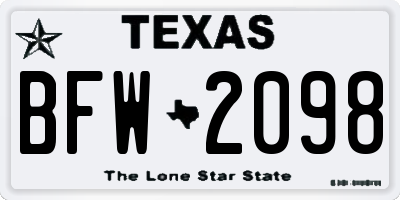 TX license plate BFW2098