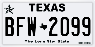 TX license plate BFW2099