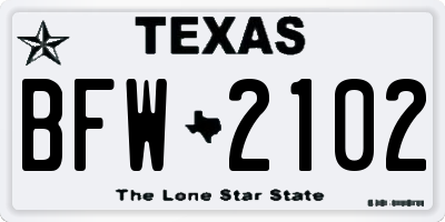 TX license plate BFW2102