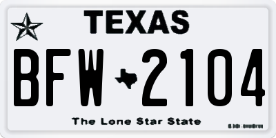 TX license plate BFW2104