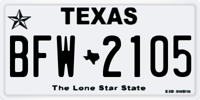 TX license plate BFW2105