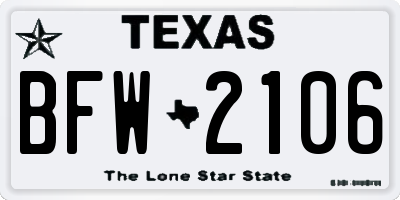 TX license plate BFW2106