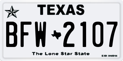 TX license plate BFW2107