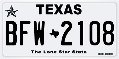 TX license plate BFW2108