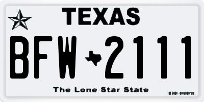 TX license plate BFW2111