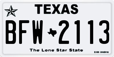 TX license plate BFW2113