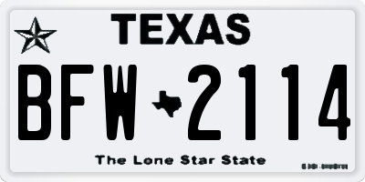 TX license plate BFW2114