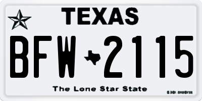 TX license plate BFW2115
