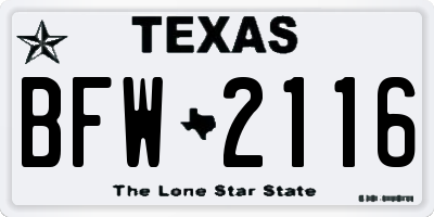 TX license plate BFW2116
