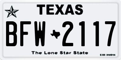 TX license plate BFW2117
