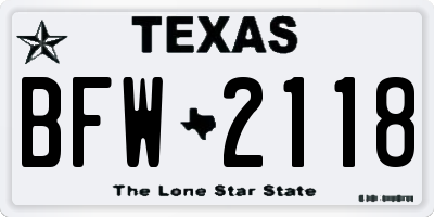 TX license plate BFW2118