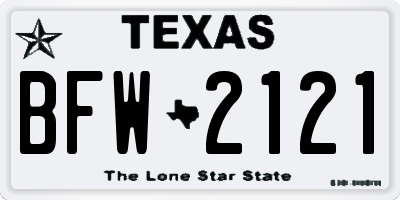 TX license plate BFW2121