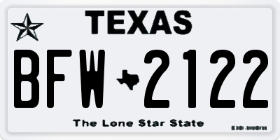 TX license plate BFW2122