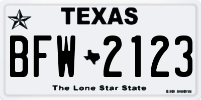 TX license plate BFW2123
