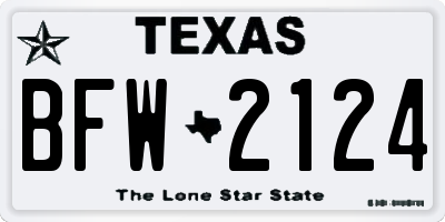 TX license plate BFW2124