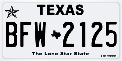 TX license plate BFW2125