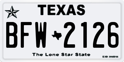 TX license plate BFW2126