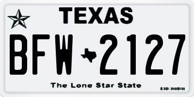TX license plate BFW2127