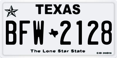 TX license plate BFW2128