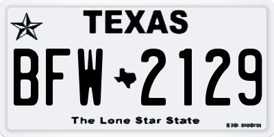 TX license plate BFW2129