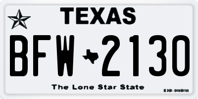 TX license plate BFW2130
