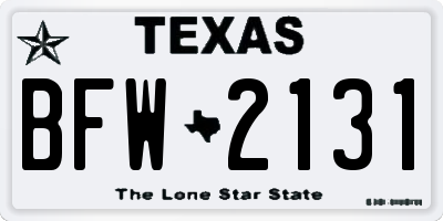 TX license plate BFW2131