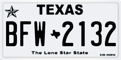 TX license plate BFW2132