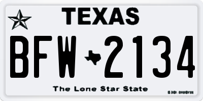 TX license plate BFW2134