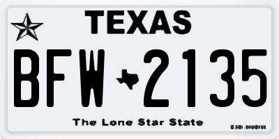 TX license plate BFW2135