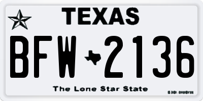 TX license plate BFW2136