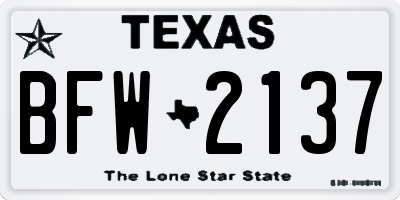 TX license plate BFW2137