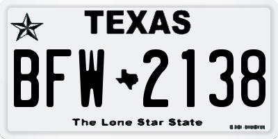 TX license plate BFW2138
