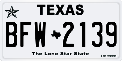 TX license plate BFW2139
