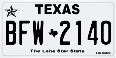 TX license plate BFW2140