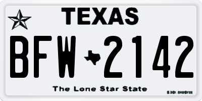TX license plate BFW2142