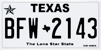 TX license plate BFW2143
