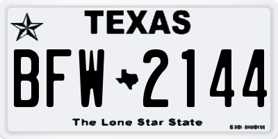 TX license plate BFW2144