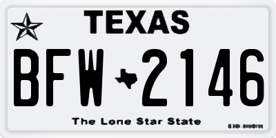 TX license plate BFW2146