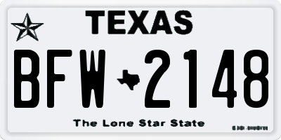 TX license plate BFW2148