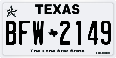 TX license plate BFW2149
