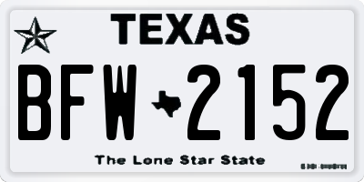 TX license plate BFW2152