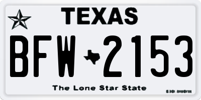 TX license plate BFW2153