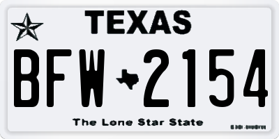 TX license plate BFW2154