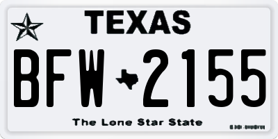 TX license plate BFW2155