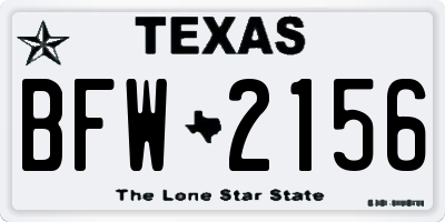 TX license plate BFW2156