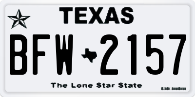 TX license plate BFW2157