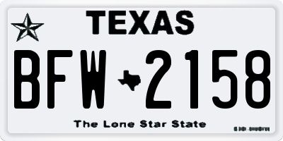 TX license plate BFW2158