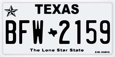 TX license plate BFW2159