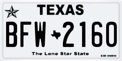 TX license plate BFW2160